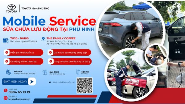 Banner giới thiệu dịch vụ sửa chữa lưu động Toyota Phú Thọ tại Phù Ninh ngày 06/11/2025
