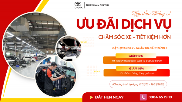 Ưu đãi dịch vụ Toyota Phú Thọ tháng 3 hấp dẫn dành cho khách hàng 1 uu-dai-dich-vu-toyota-phu-tho-thang-3