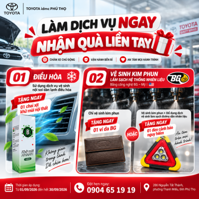 Dịch vụ Toyota Phú Thọ tháng 9/2026: Chăm xe ngay – Nhận quà liền tay 1 Chương trình quà tặng dịch vụ Toyota Phú Thọ tháng 9/2026