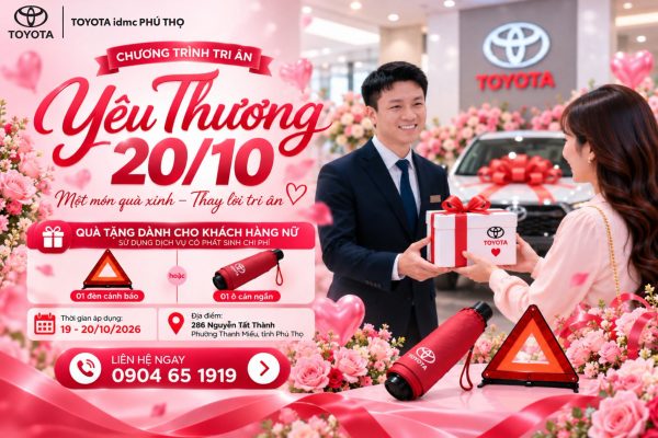 Toyota Phú Thọ Tặng Quà 20/10 Cho Khách Hàng Nữ Sử Dụng Dịch Vụ 1 Toyota Phú Thọ tặng quà 20/10 cho khách hàng nữ sử dụng dịch vụ